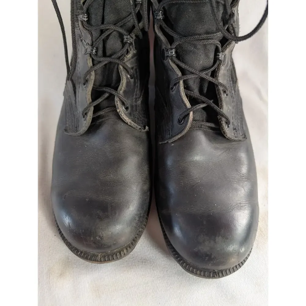 Ro-Search Combat Boots Mens 9.5 W Black Leather Military Tactical Lug Sole Shoes